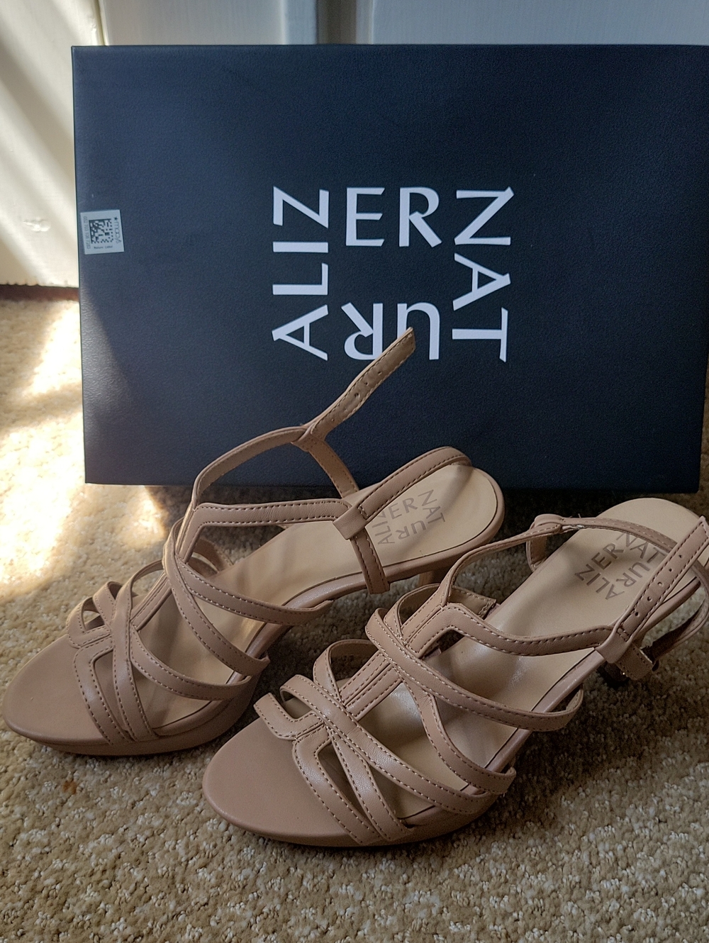 Naturalizer Women's Nude Strappy Heeled Sandals